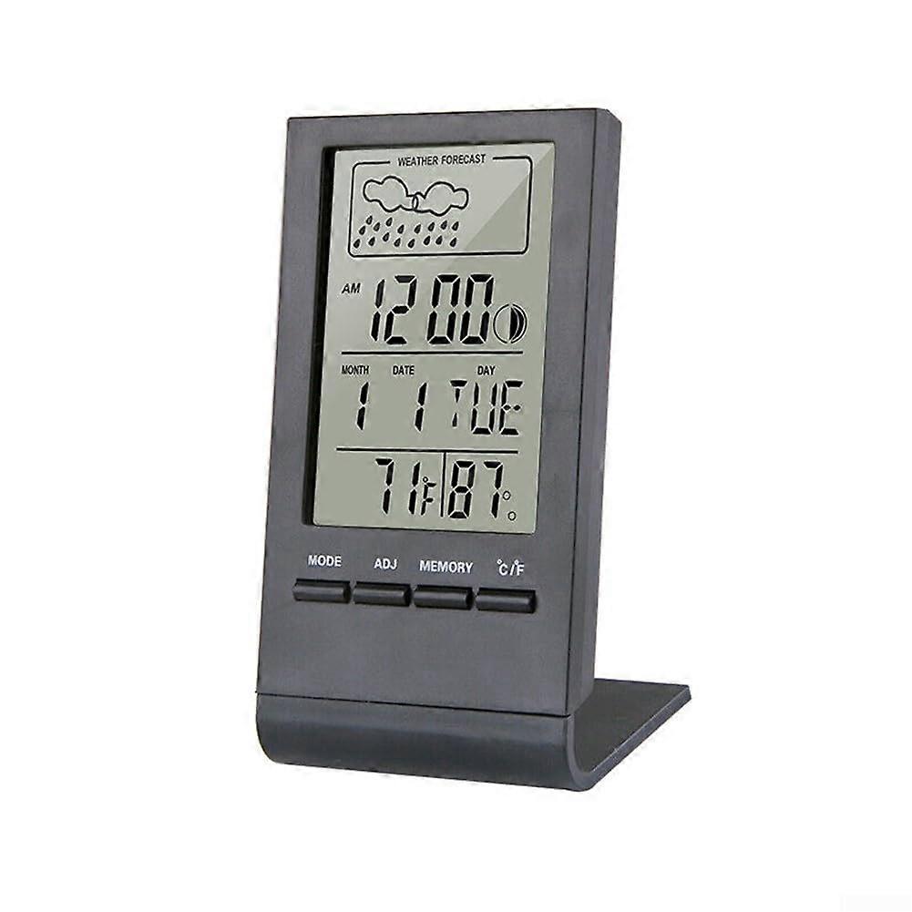 Digital LCD Thermometer Hygrometer Large Display Indoor Temperature Humidity Time Date Monitor Black