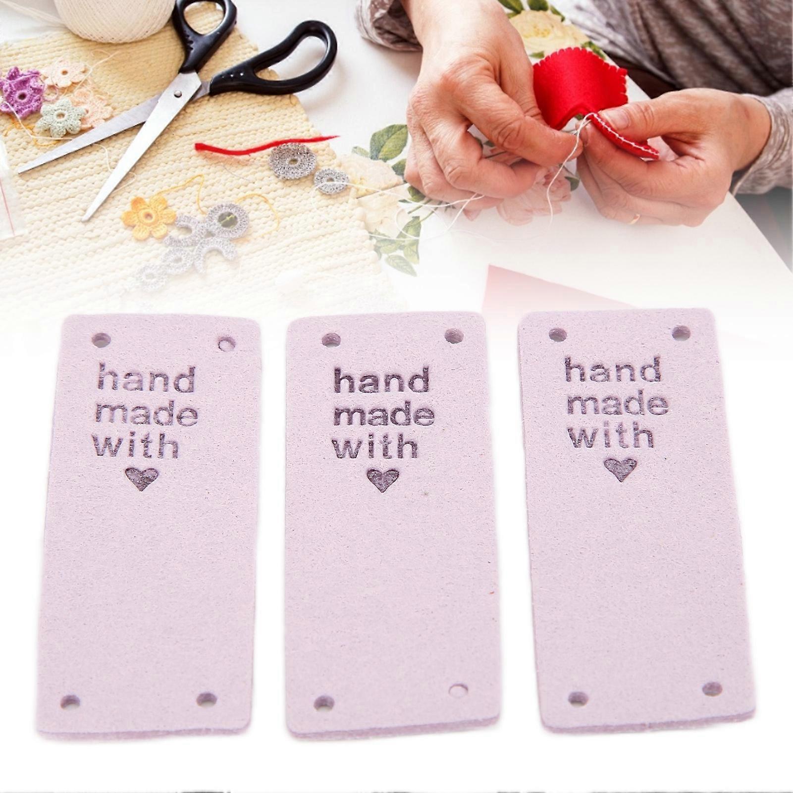 100Pcs Handmade Microfiber Labels 2x5cm Clear Durable Sewing Tags