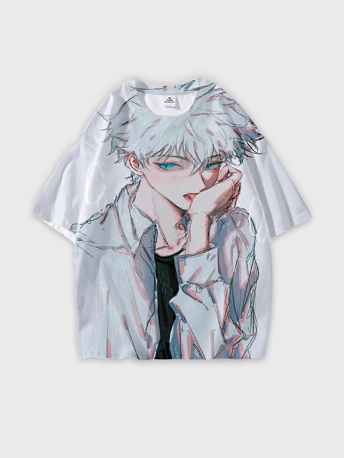 T-Shirt Round Neck, Loose Short Sleeve Link Click Graphic Tee, Unisex Summer Casual Top W732