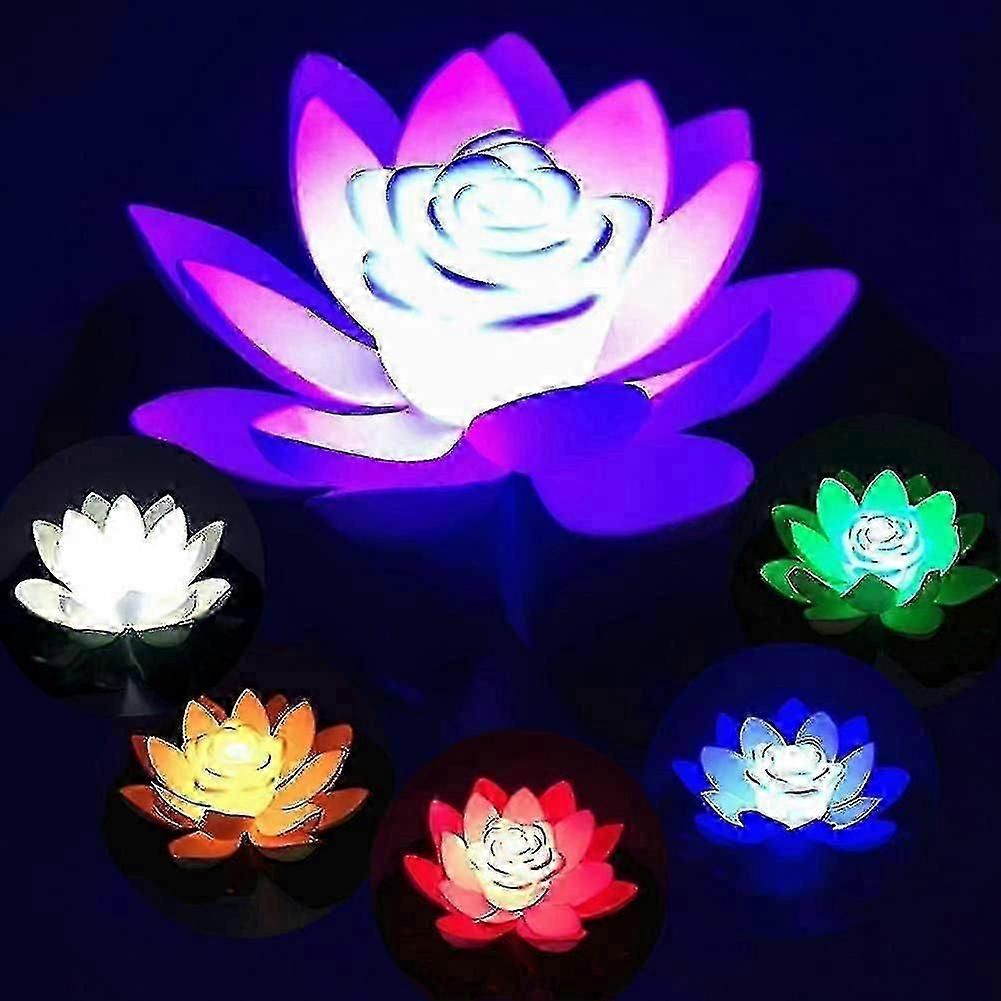 6pcs Floating Artificial Water Lilies with LED Lights, Multicolor Foam Lotus for Pond Decor