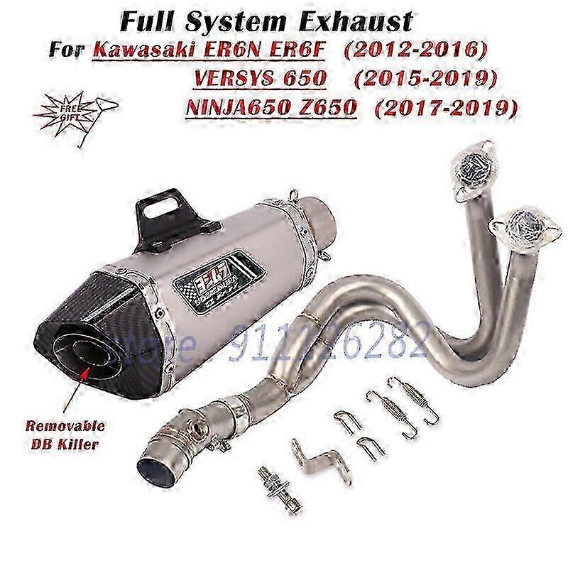 For Kawasaki-Compatible ER6N ER6F Versys 650 Z650 Ninja 650 Moto Exhaust System with Muffler DB Killer and Link Pipe 2025