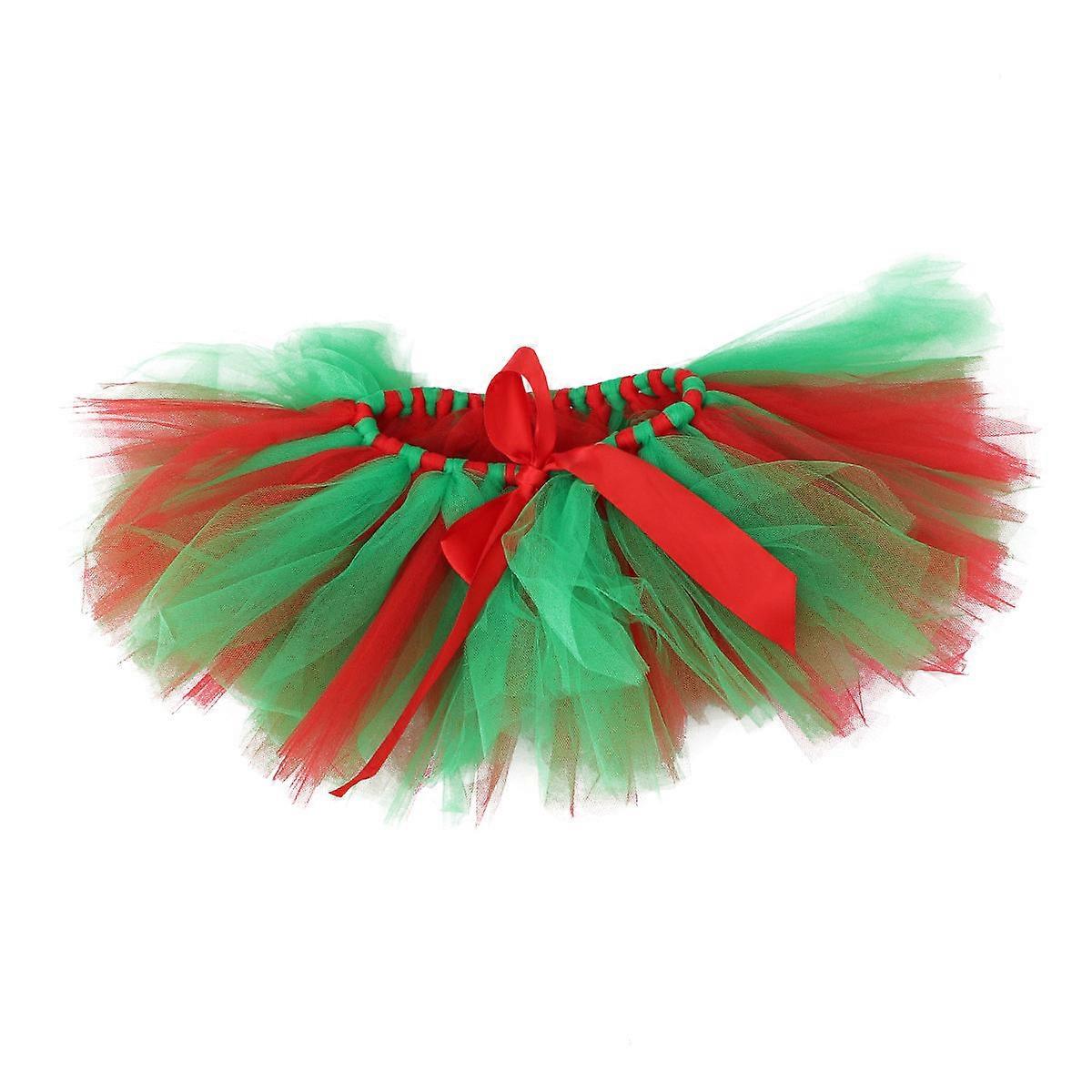 Gauzy Skirt Half-Body Christmas Celebration Ballet Performance Red Polyester Material for 1Pack