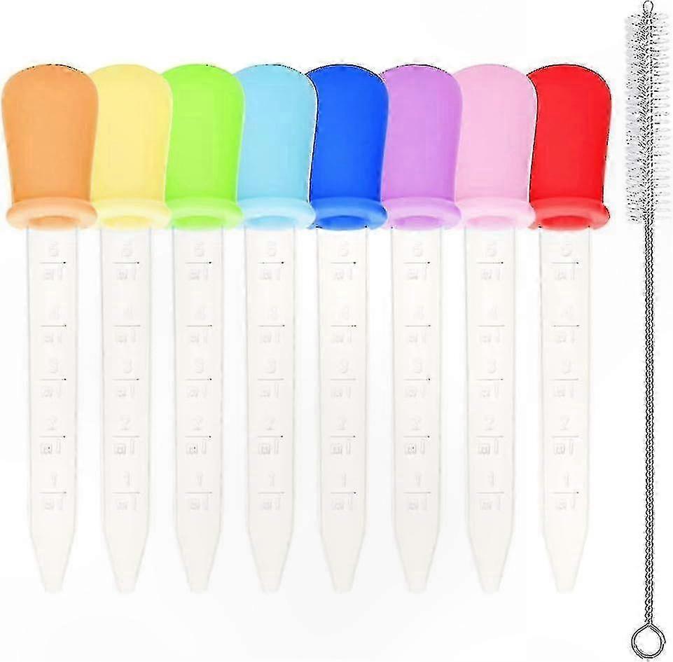 8-Pack Silicone & Plastic Droppers with Bulb Tip, 5ml Pipettes for Liquid Handling