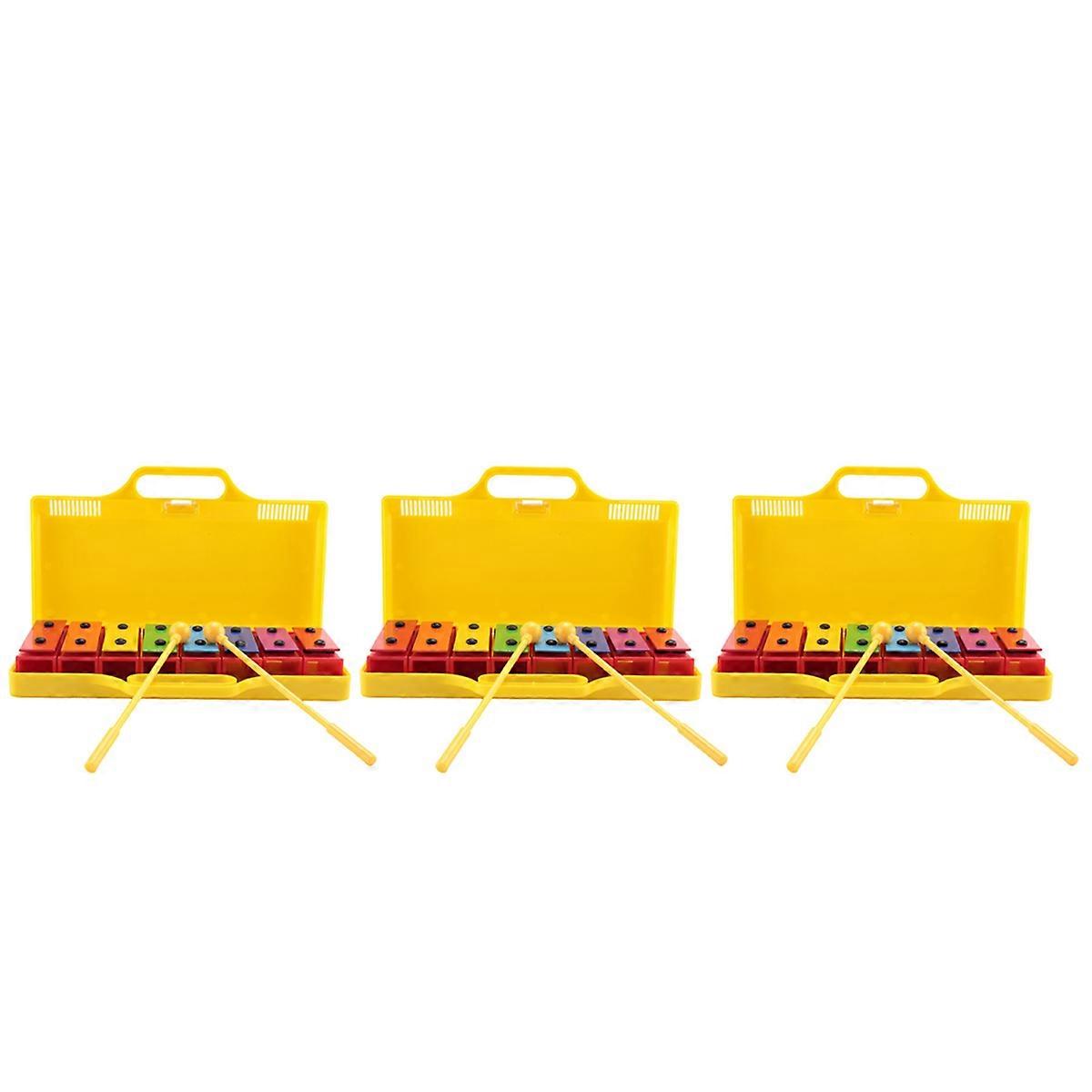 3X 8 Notes Chromatic Xylophone Glockenspiel Resonator Bells with Yellow Case