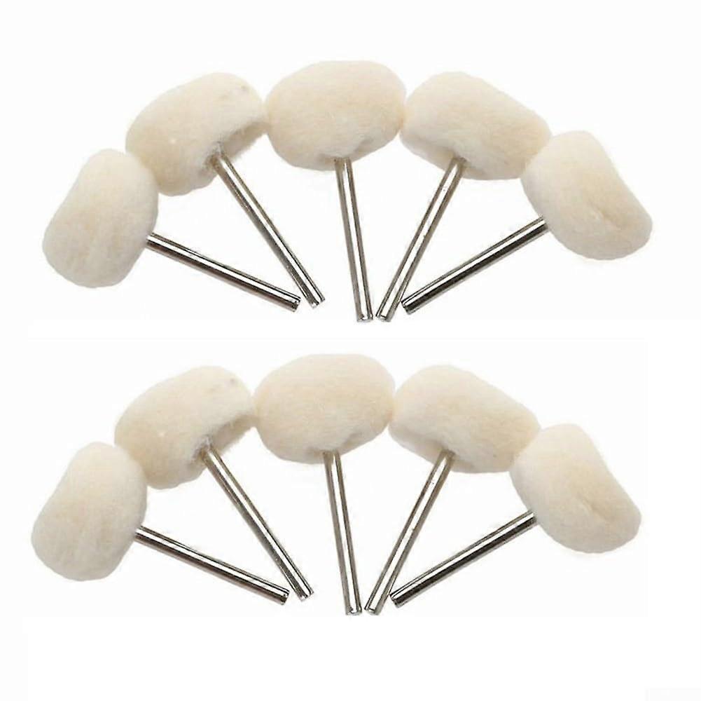 Wool Polishing Brush Set Of 10 For Fine Finishing And Buffing, Rotary Tool Compatible With 2 35mm And 3mm Shank Tools