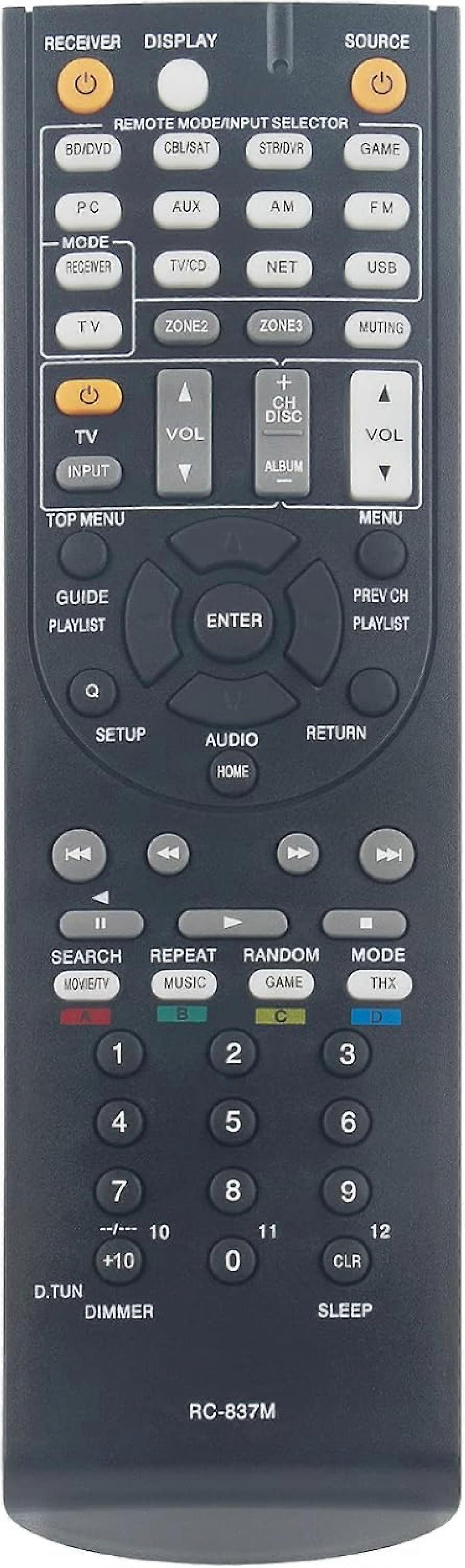Rc-837m Compatible with Onkyo Av Receiver Remote Control Tx-nr818 Tx-nr616