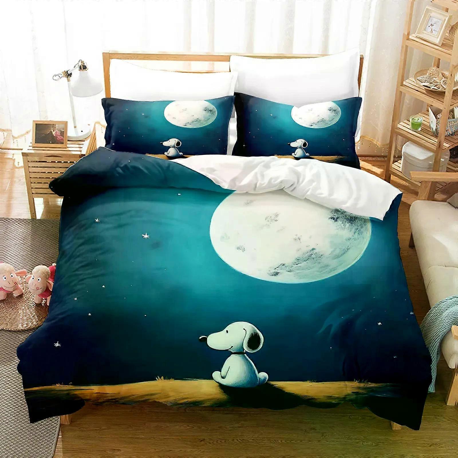 AM1727 Snoopy Bedding Set Cartoon Copripiumino e Federa per Ragazzi e Ragazze, Set 3 Pezzi, 2/3 Pezzi