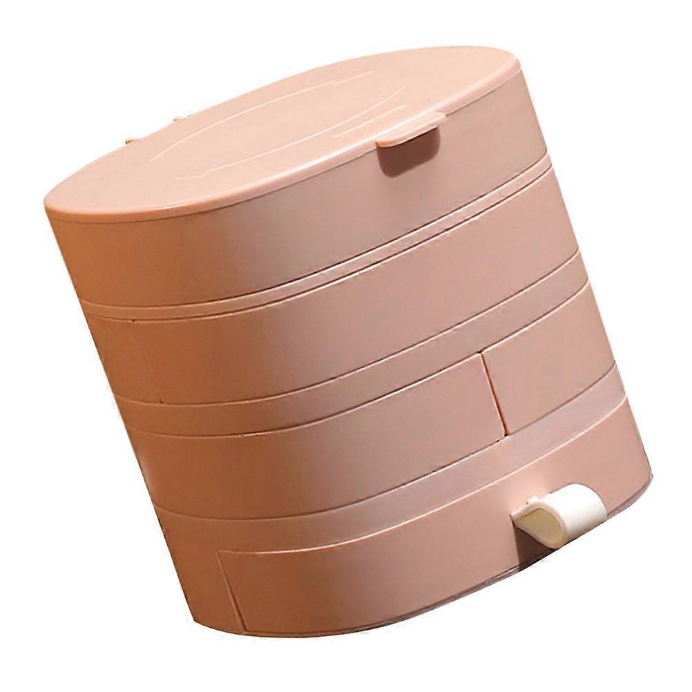 Rotating Jewelry Organizer 4-Layer Storage Case for Storage 2Pcs Pink Plastic Material