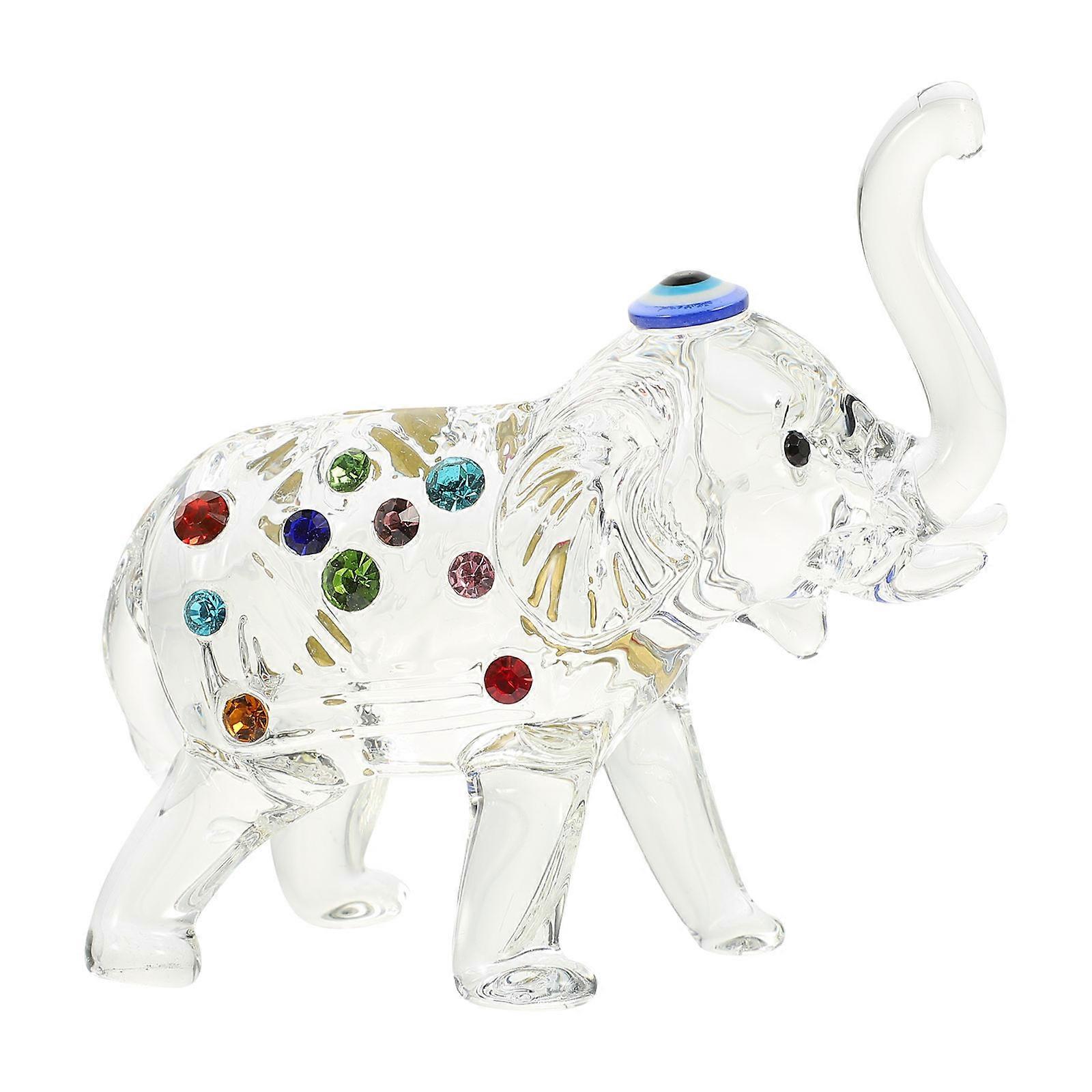 Crystal Elephant Decor for Decoration 2Pcs Creative Elephant Statue