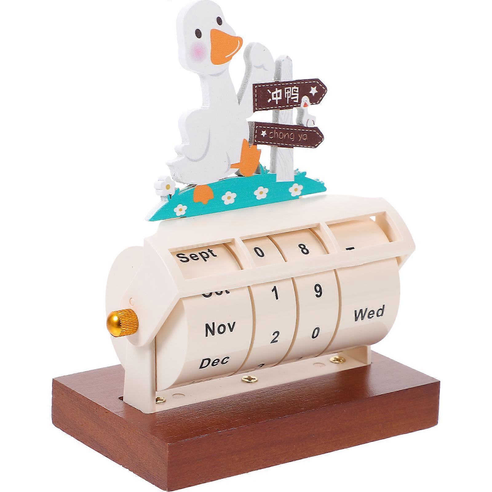5Pcs Mini Creative Calendar Countdown Reminder For Home Use Cartoon Design Wood Material