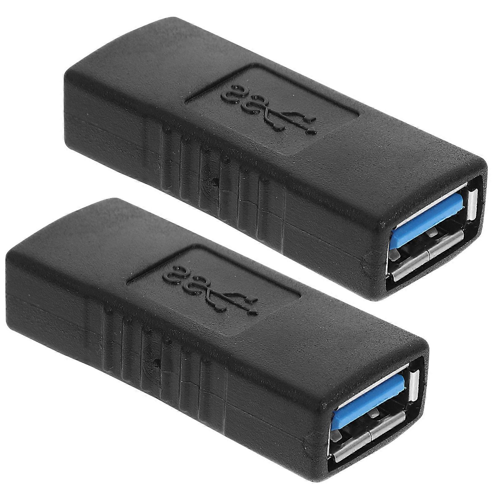 USB Female To Female Adapter 2Pcs For Electronic Devices High-Speed USB 3.0 Transmission Practical Design Black