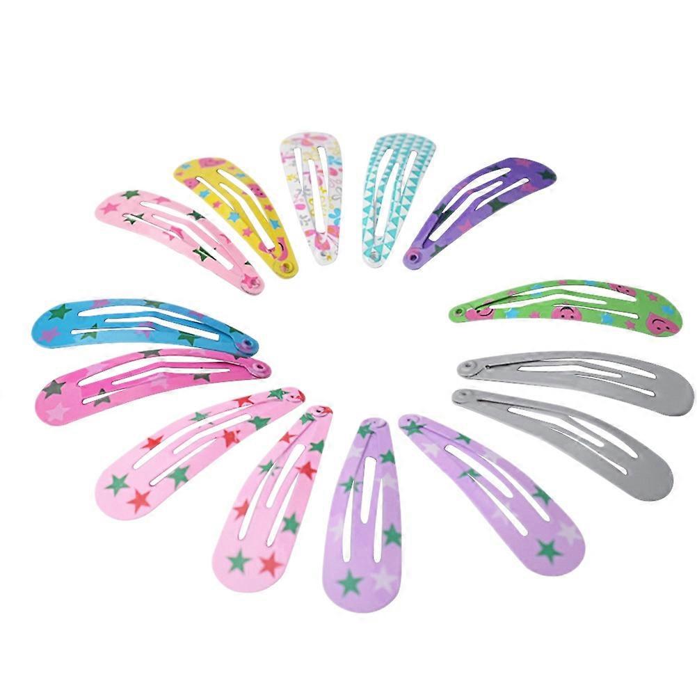 Toddler Hair Barrettes Drop Shape Metal Material Assorted Pattern 40Pcs