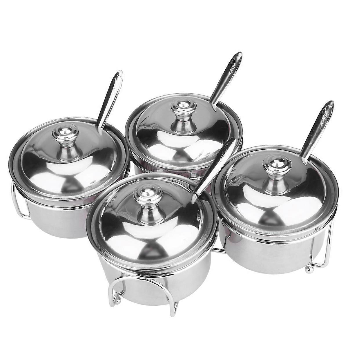Seasoning Jars Stainless Steel Condiment Container For Cooking Dust Prevention Small Size 4-Box