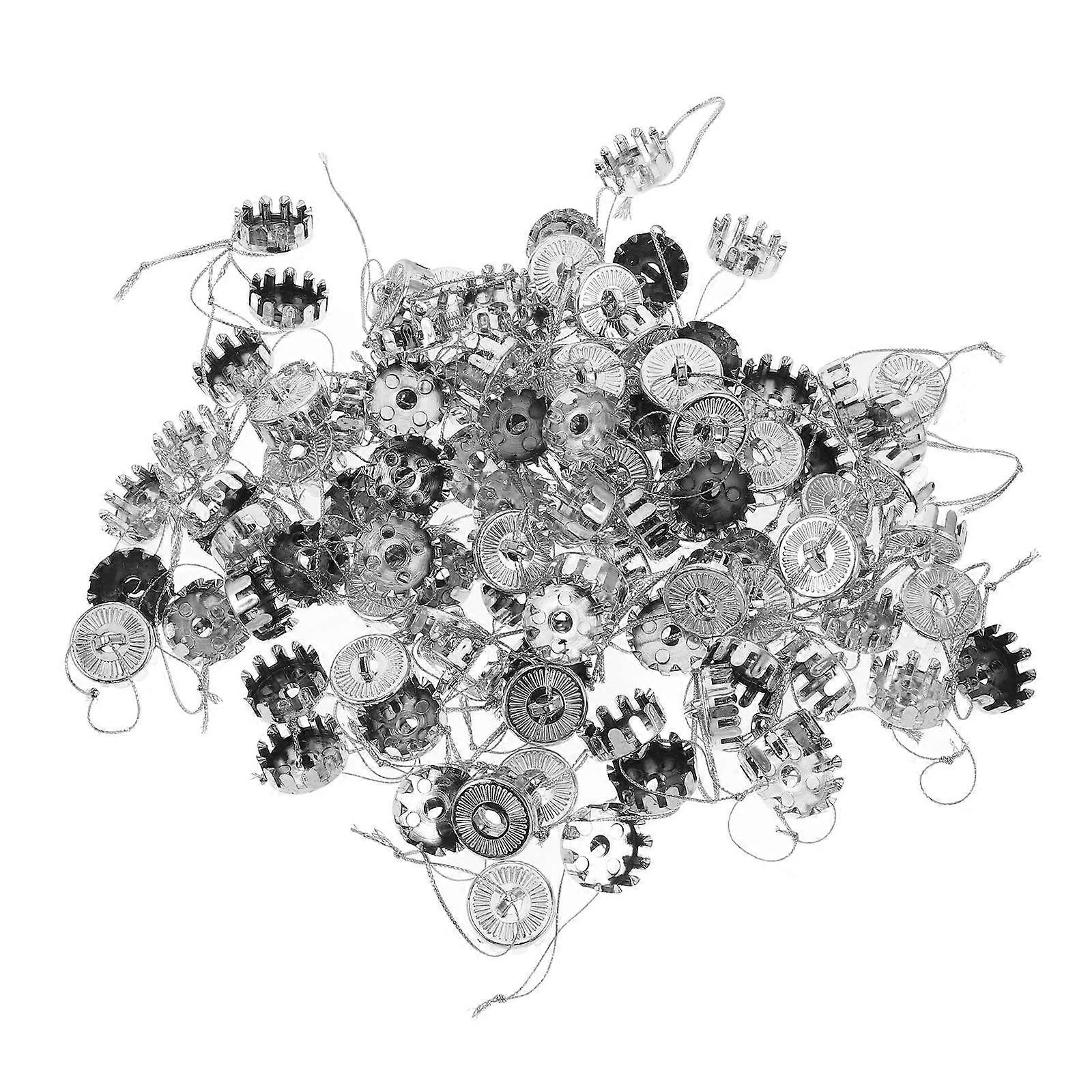 Plastic Ornament Cap Accessories for Christmas Tree 200Pcs Silver