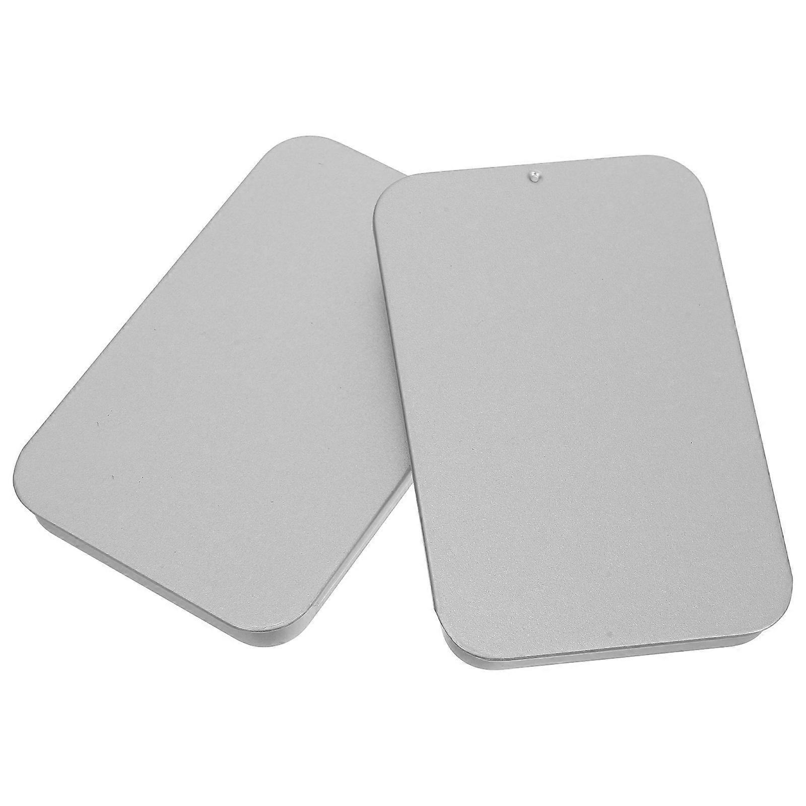 Tinplate Portable Mini Box for Storage 4Pcs Silver Slide