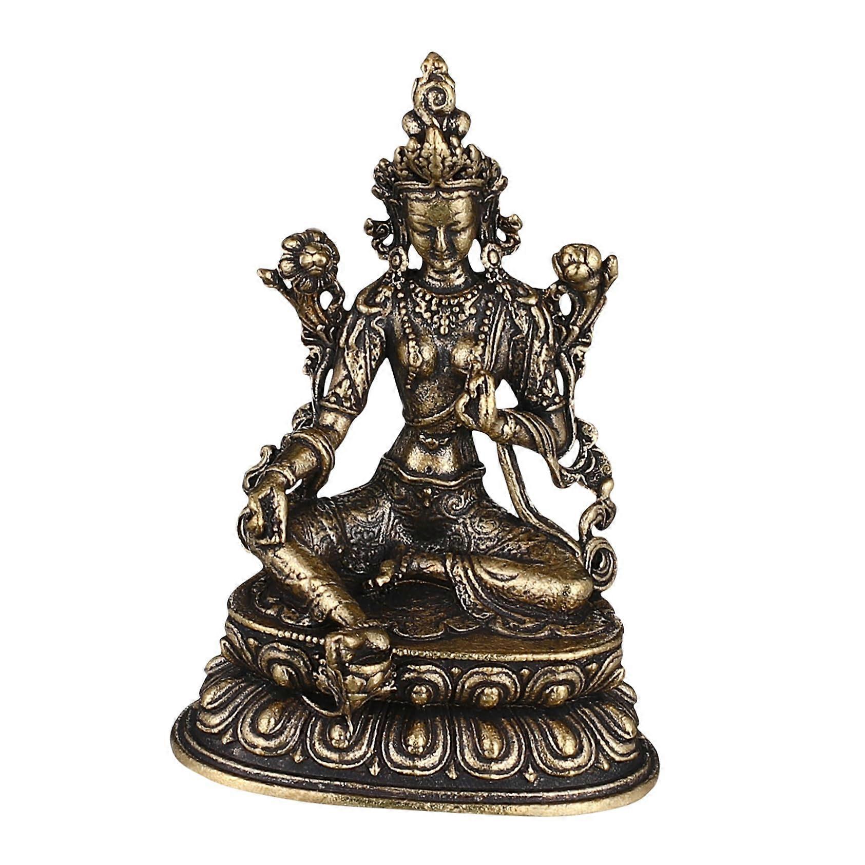 Tara Buddha Statue Brass Figurine Green Tara Vintage Decor Meditation Positive Energy Model 1 Buddhists And Art Lovers