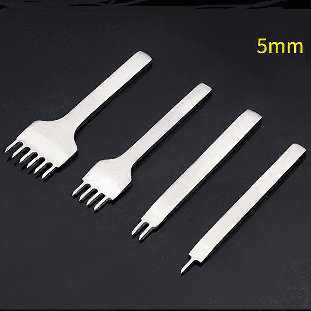 4Pcs Leather Hole Punch Chisel Leather Craft Stitching Tools Hammer 3/4/5mm Set