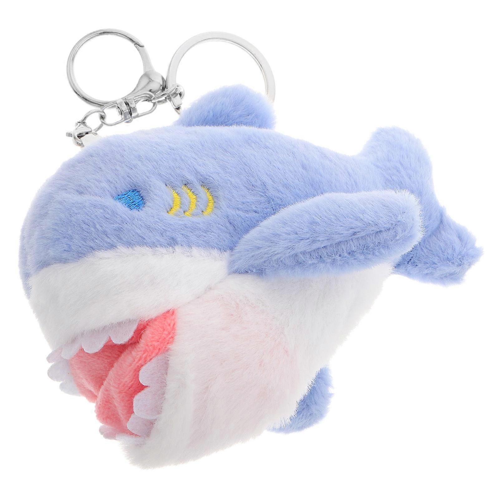 Stuffed Shark Keychain Cute Plush Doll for Daily Use Gift Giving Sky-Blue Pp Cotton Ensuring 1Set