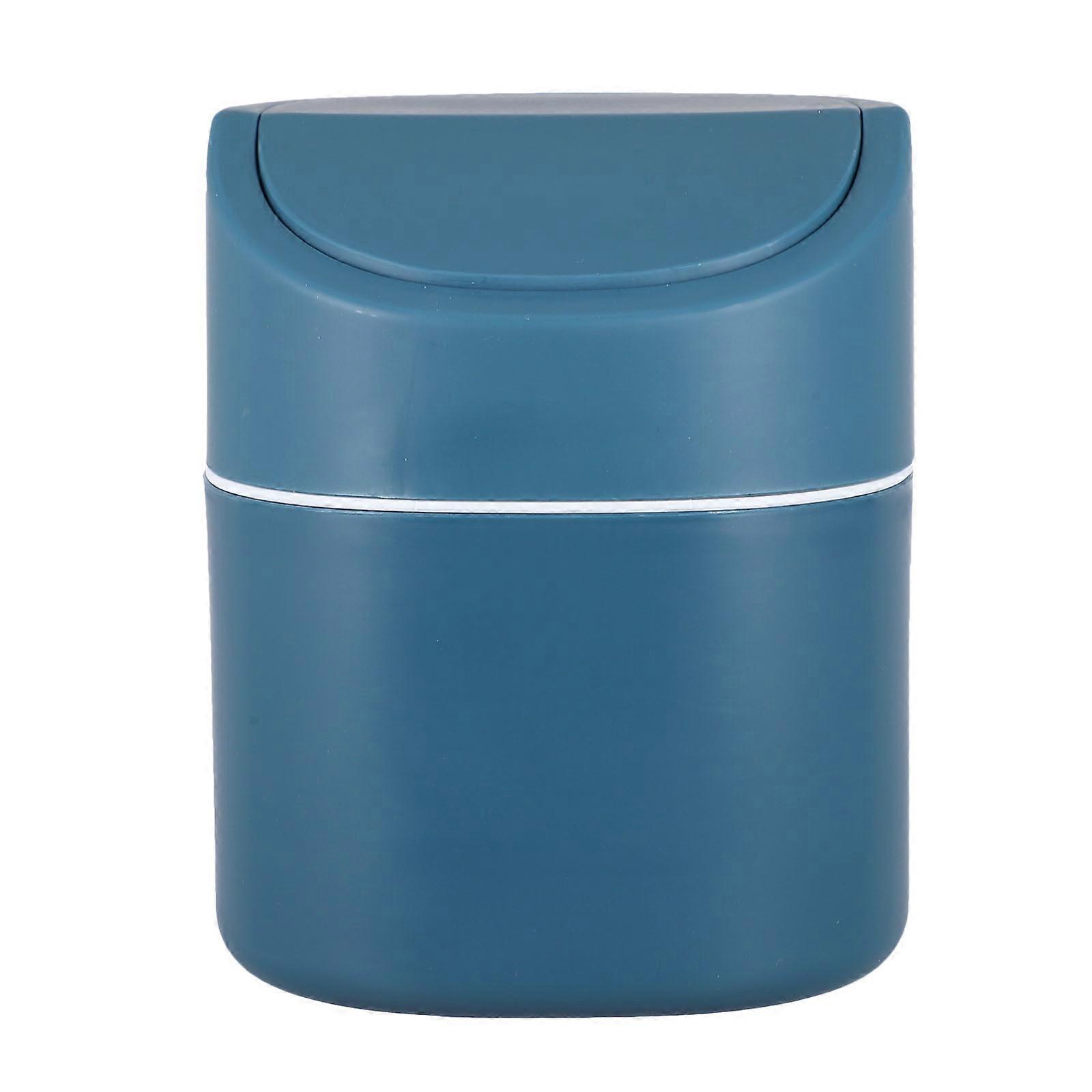 Desktop Trash Container with Lid Odor Isolation Bin 2Pcs Dark Blue