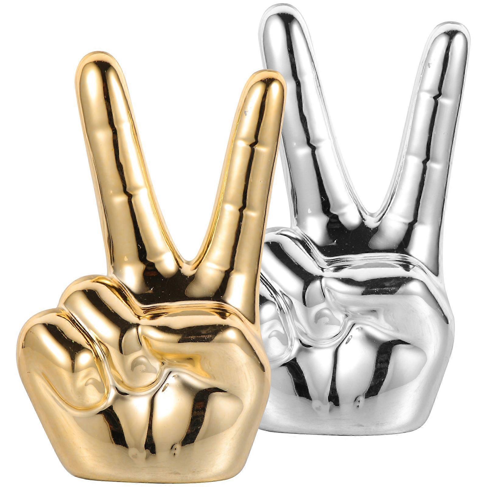 Ring Holder Ceramic Gesture Shape for Decoration 10Pcs Set