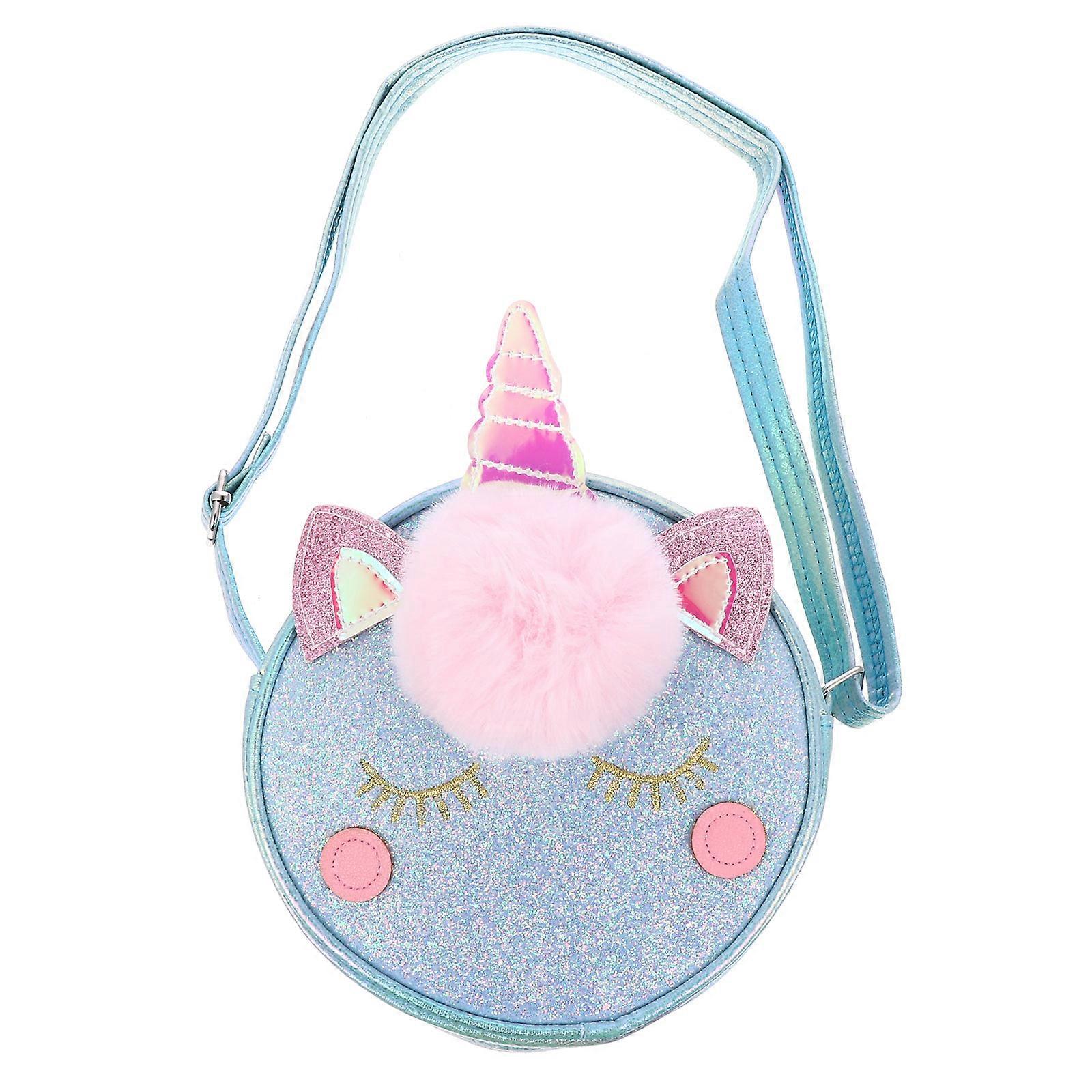 Girl Crossbody Bag for Storage 2Pcs Unicorn Design Shoulder Bag Blue