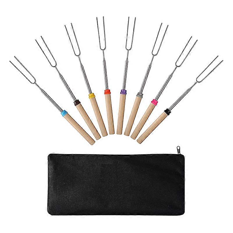 Marshmallow Roasting Sticks (8 Pack) 32 Inches Extendable Telescoping Smores Skewers for Fire Pit Me