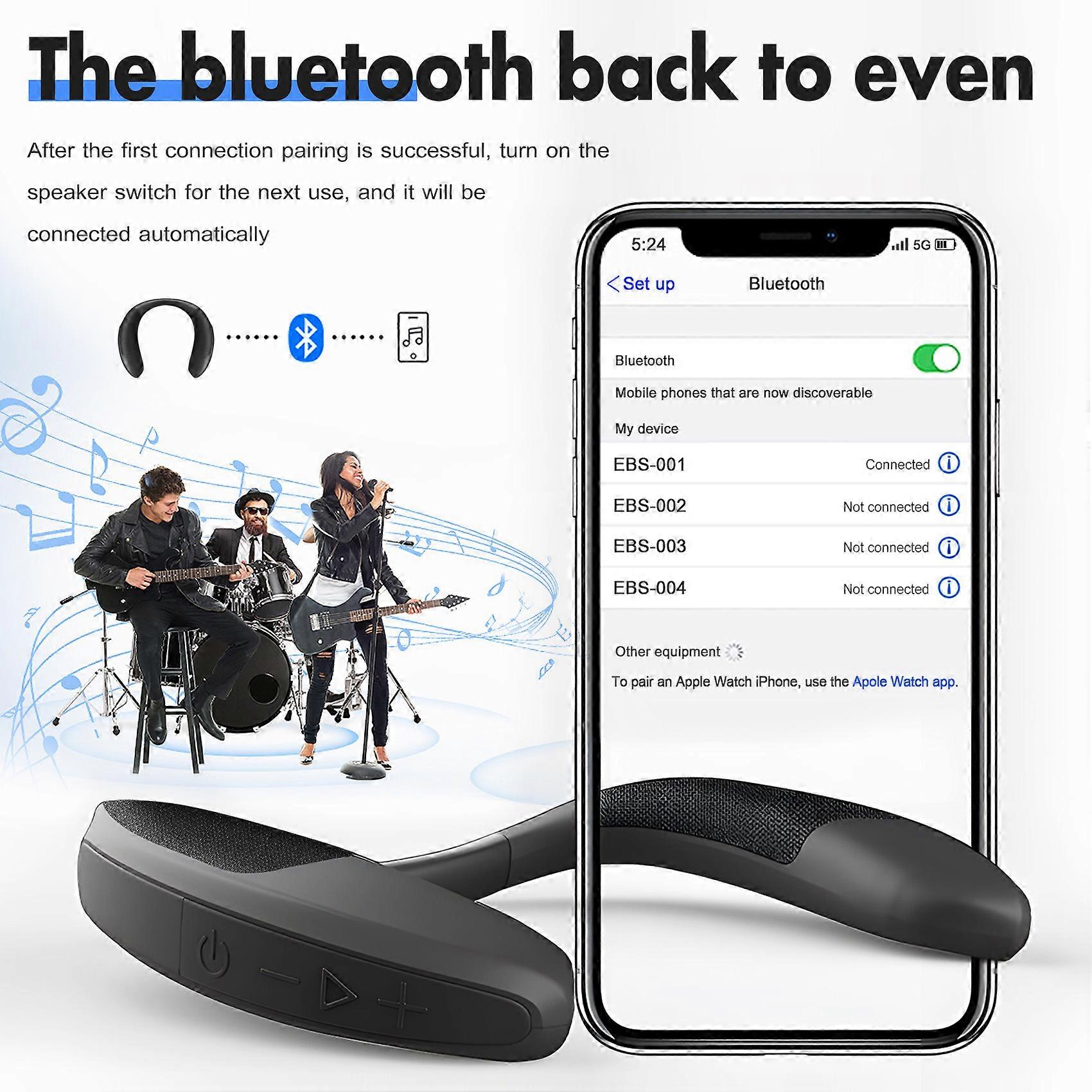 Wireless Bluetooth Neckband Speakers with Microphone for Outdoors