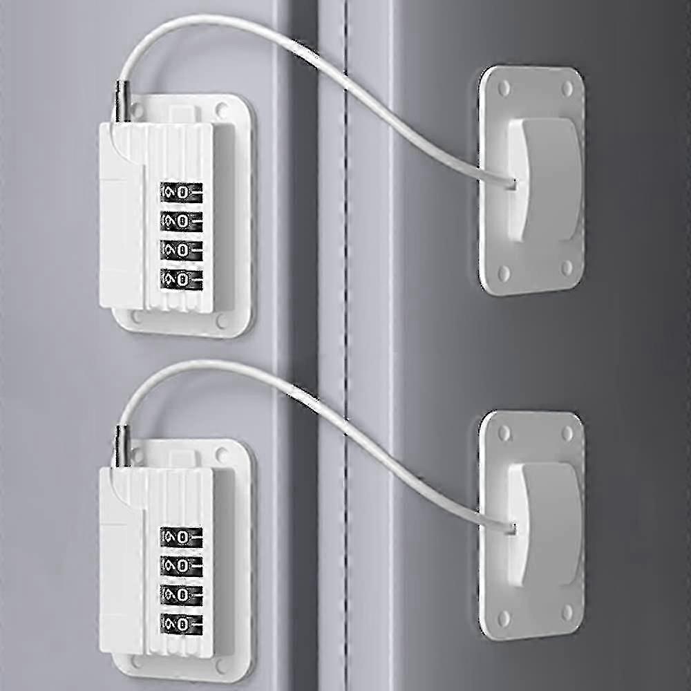 2 حزمة لاصقة Rv أقفال الثلاجة للبالغين الأبيض مجموعة الثلاجة قفل أقفال الثلاجة السلامة للأطفال قفل باب الفريزر الصغير الكهربائي