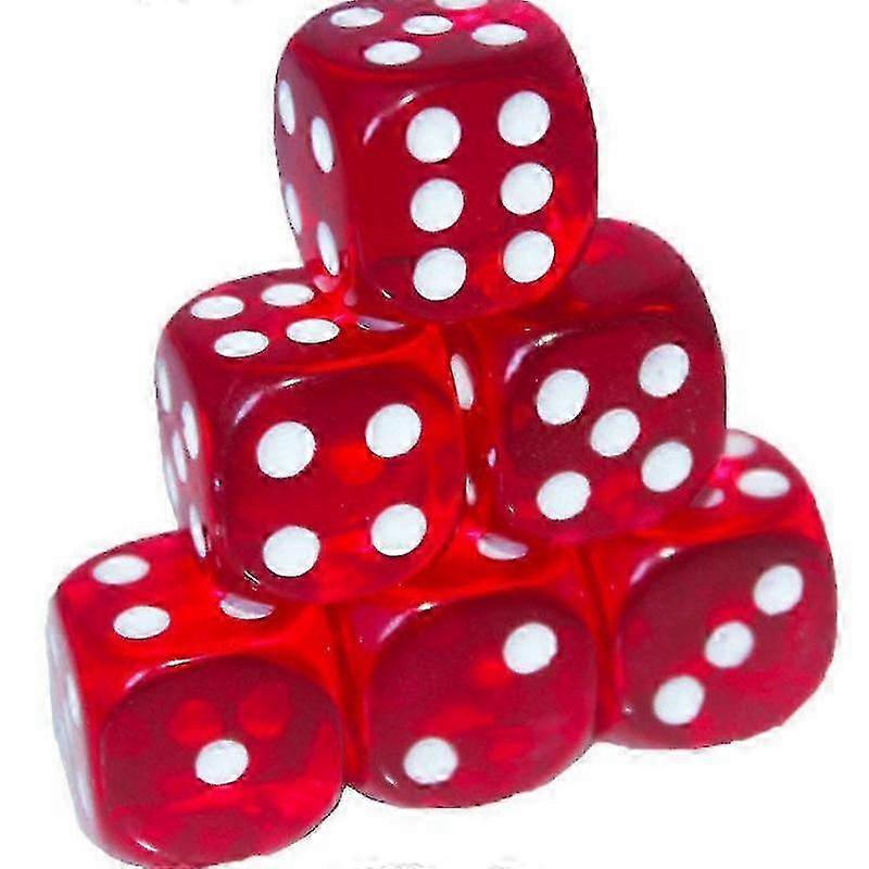 6 Sided Dice Set Dice Rounded Translucent Color Dice Board Game Teaching Math Dice Set (10 Pieces Red)