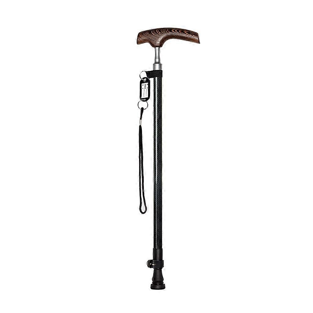 Retractable Solid Wood Walking Cane For Elderly Lightweight Adjustable Height Non Slip Tip
