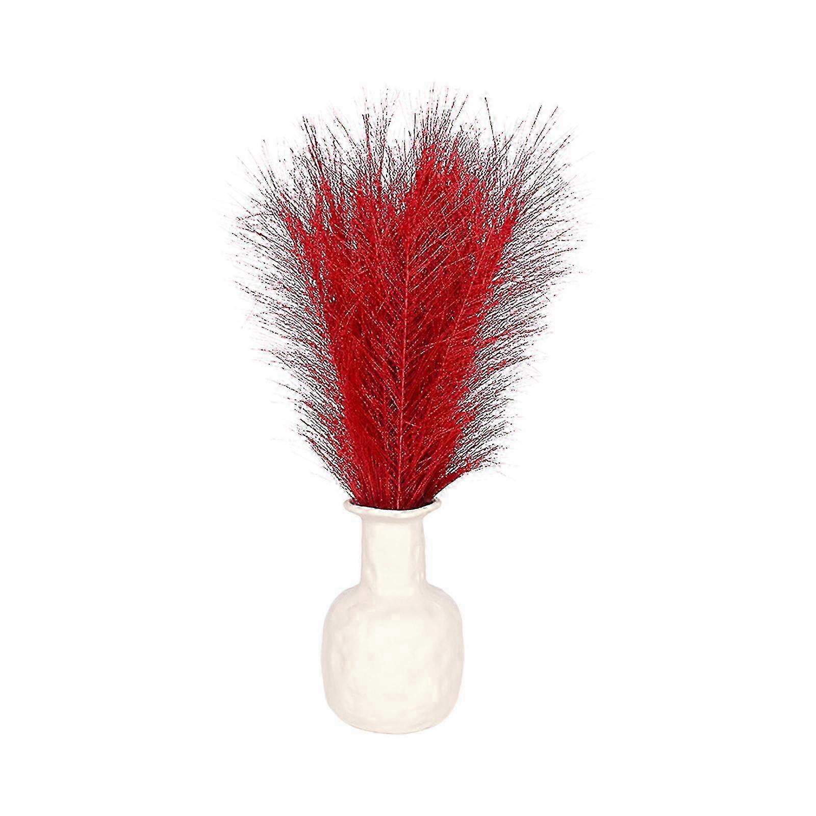 25-26 Simulated golden reed 45cm - Christmas red flower head 37cm, pole 8cm, polyester/wire/paper. Main image shows multi branch effect, wit