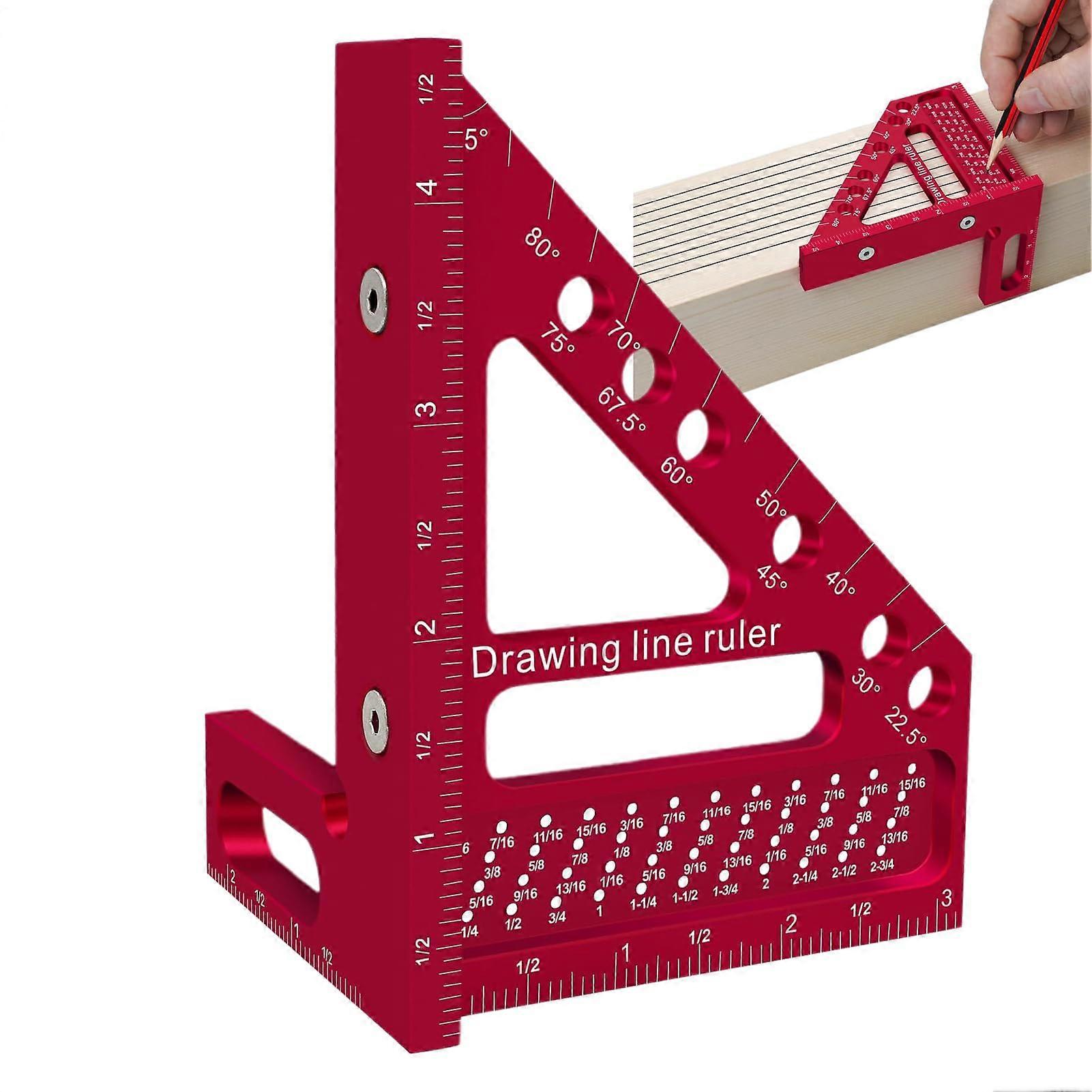 For Woodworking Protractor Hole Scribing Ruler  Line Tool For 22.590 Degree Angles For Construction Carpentry