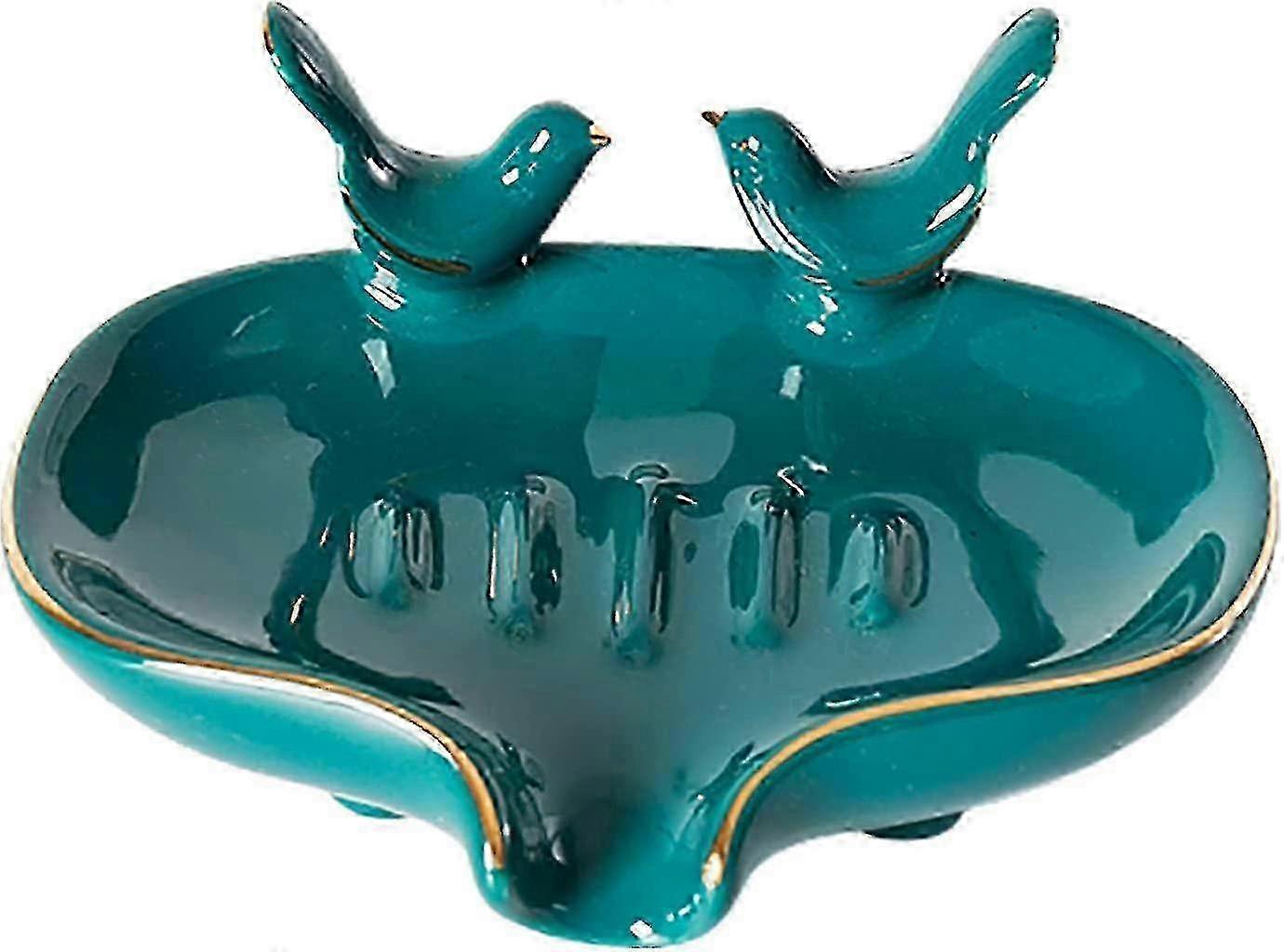 2 Pair Ceramic Soap Dishes with Drainage & Self-Draining Functionality