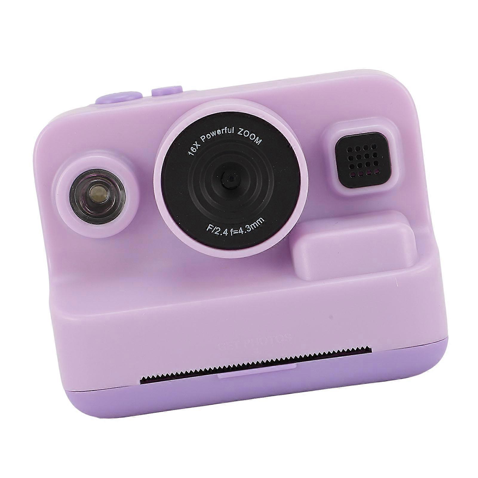 1080P Digital Camera Instant Print 12MP Video Camera with 2.4 Inch Screen 3 Print Paper MP3 Player 5 Game Modes 2000mAh Battery Purple 