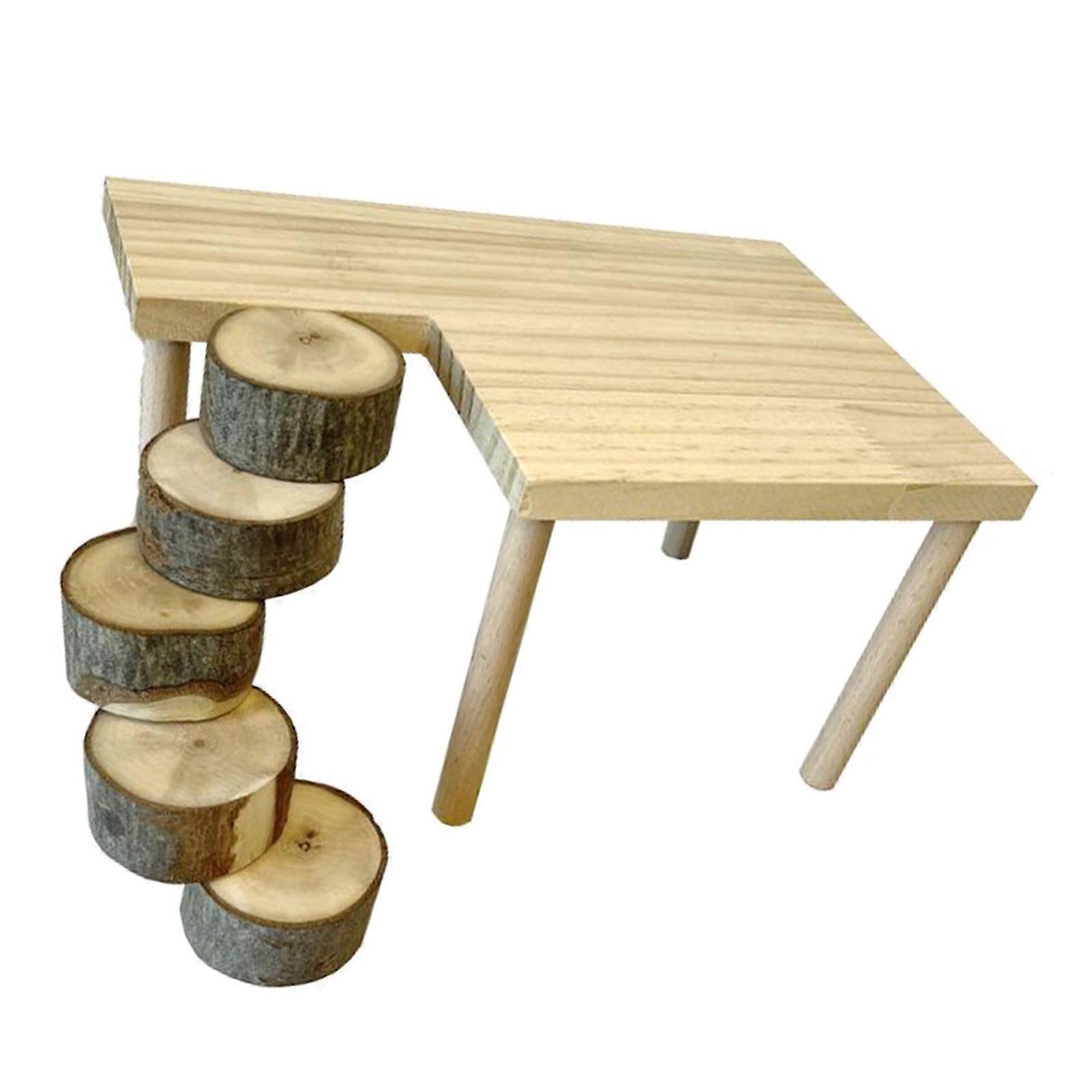 Wooden Climbing Platform for Hamsters Gerbils Small Pet Grinding Jumping Toy for Promoting Exercise and Exploration Multicolor