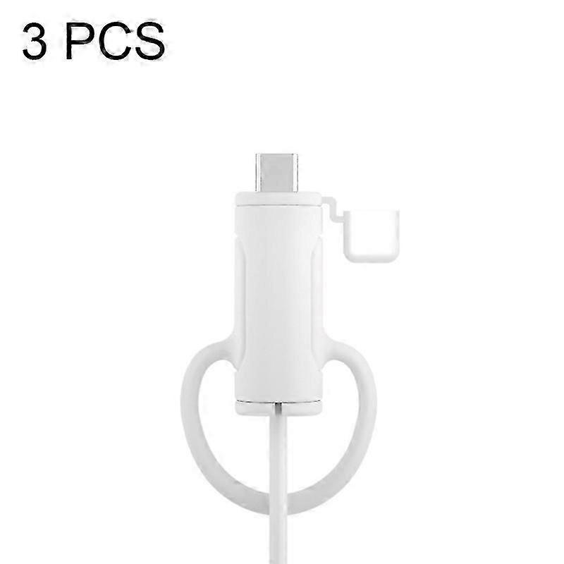 3 قطع لينة قابلة للغسل كابل البيانات سيليكون جراب أبل ، المواصفات: Type-C (أبيض)
