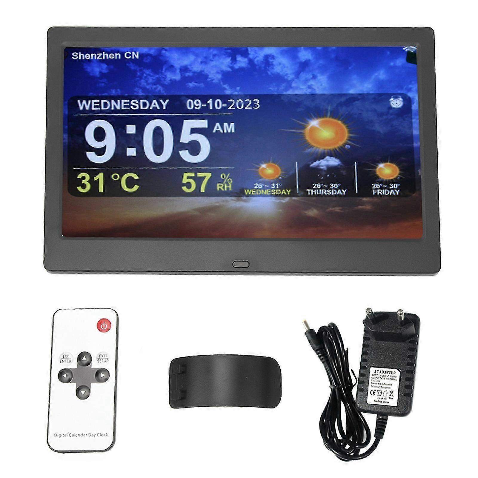 10 inch WiFi digital clock with alarms and remote control