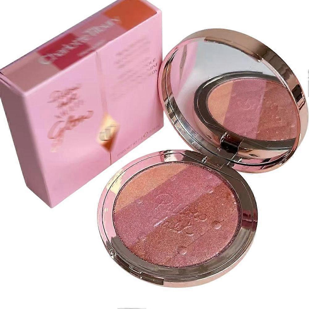 For Shell High-Gloss Contouring Palette 3-in-1 Contour Blush Highlighter with Mirror and Brush Long Lasting All Day Wear