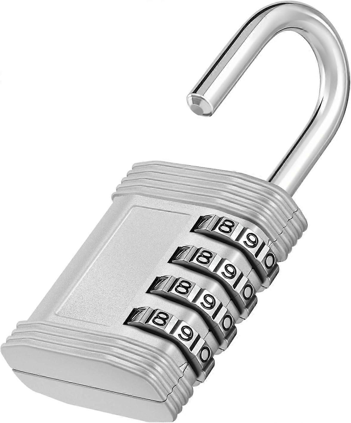 Locker Lock, 4 Digit Combination Lock for Locker, Re-settable Combo Padlock for Gym, School and Employee (Sliver) 1P, Silver