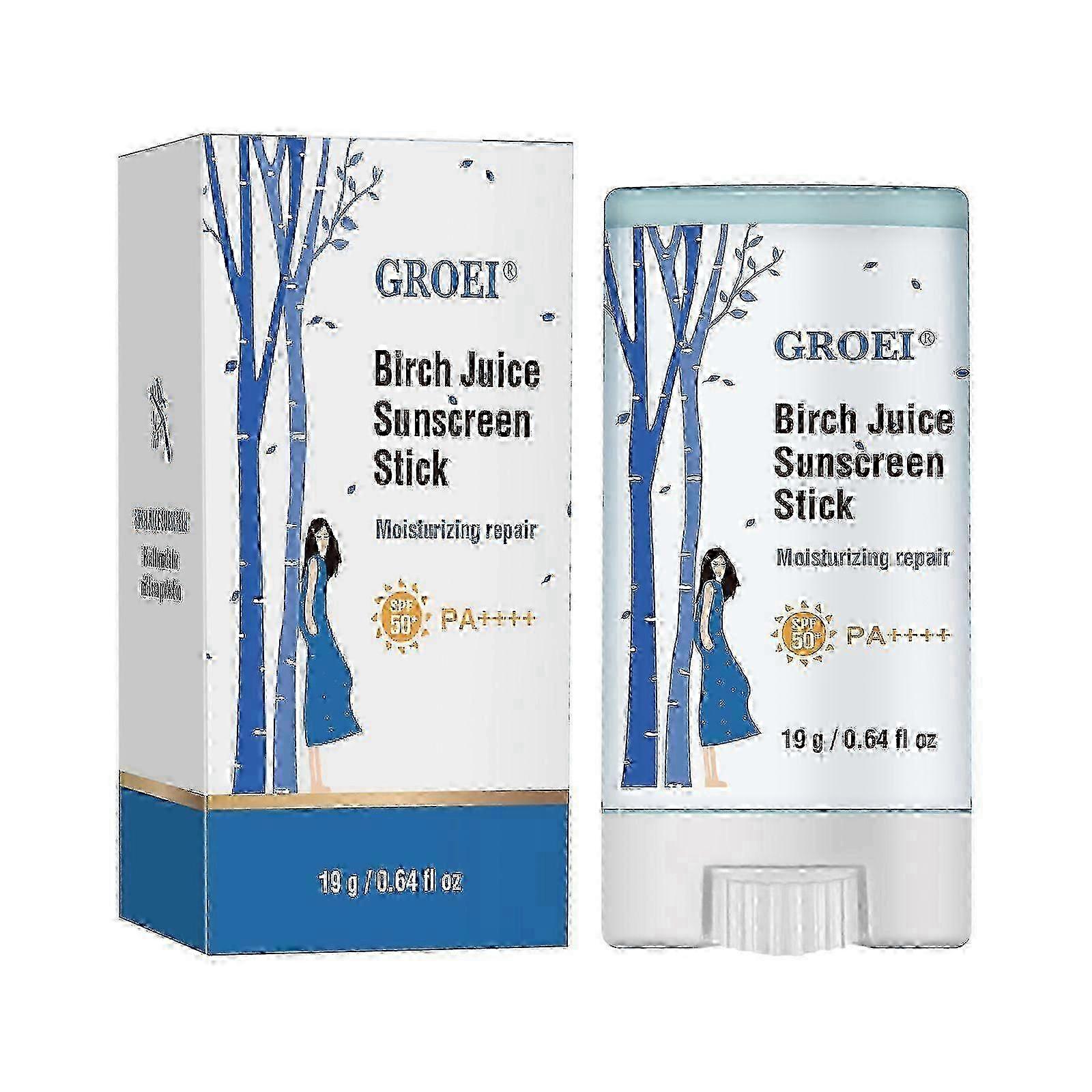 Suncream Stick with SPF50+, Birch Juice Moisturizing Sunscreen Stick, Waterproof Lightweight Non-Greasy, Strong UV Protection Travel Size Sunscr