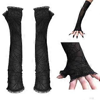 Gothic-Spitzenhandschuhe für Damen, fingerlos, Halloween-Kostüm