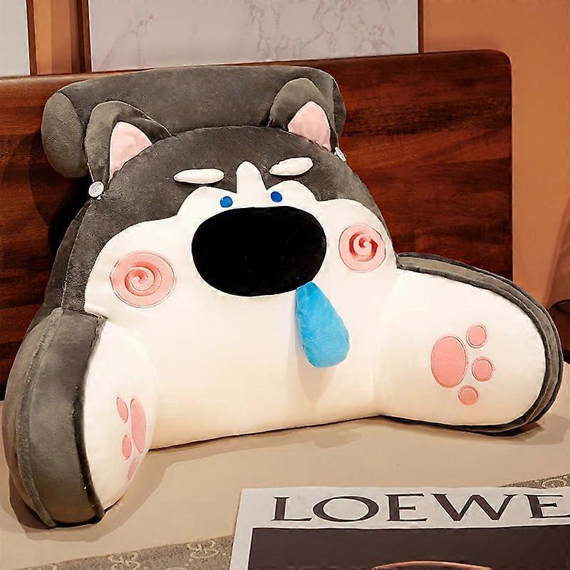 Reading Pillow with Backrest Support for Bed Sofa Adults, Soft Detachable Husky Design 75x50cm