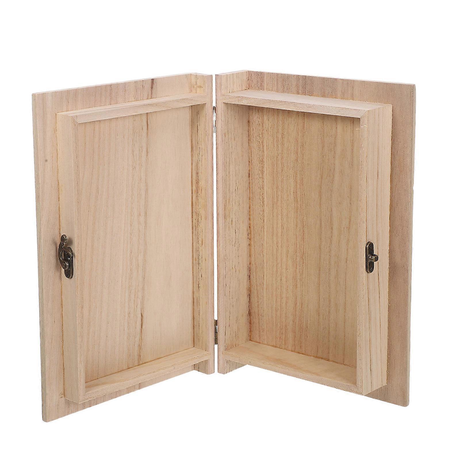 Wood Keepsake Box with Hinged Lid for Decorative Storage Use