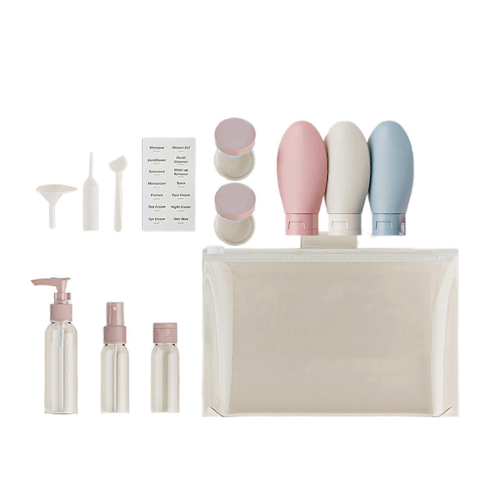 12Pcs Travel Refillable Bottle Portable Silicone Empty Sub-bottling Tool Liquid Container Spray Lotion Shampoo  Pink