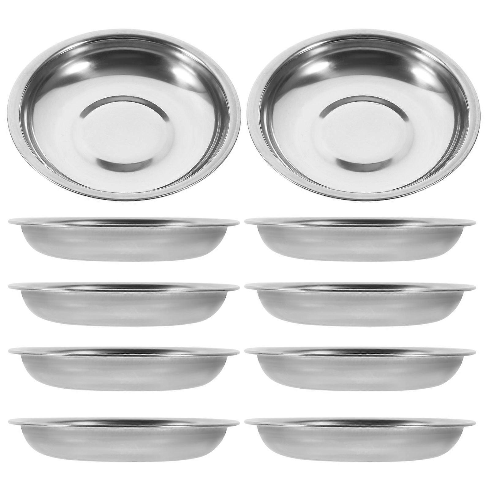 10 Pz Piatti rotondi in acciaio inox Piatti per salsa Senape Piatti antipasto (10 cm)