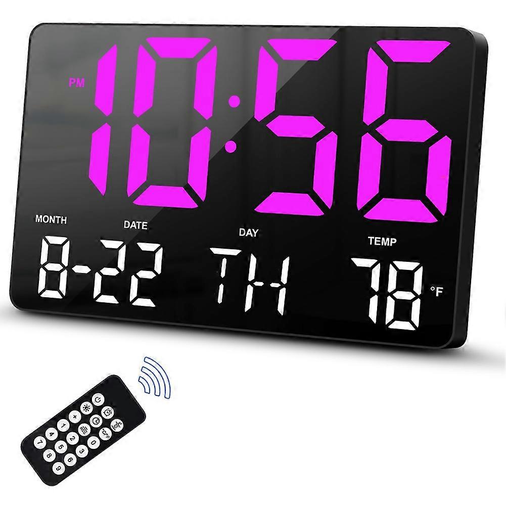 Digital Clock, Digital Wall Clock with Remote Control,LED Clock Large Display with Date Week Temperature for Living Room
