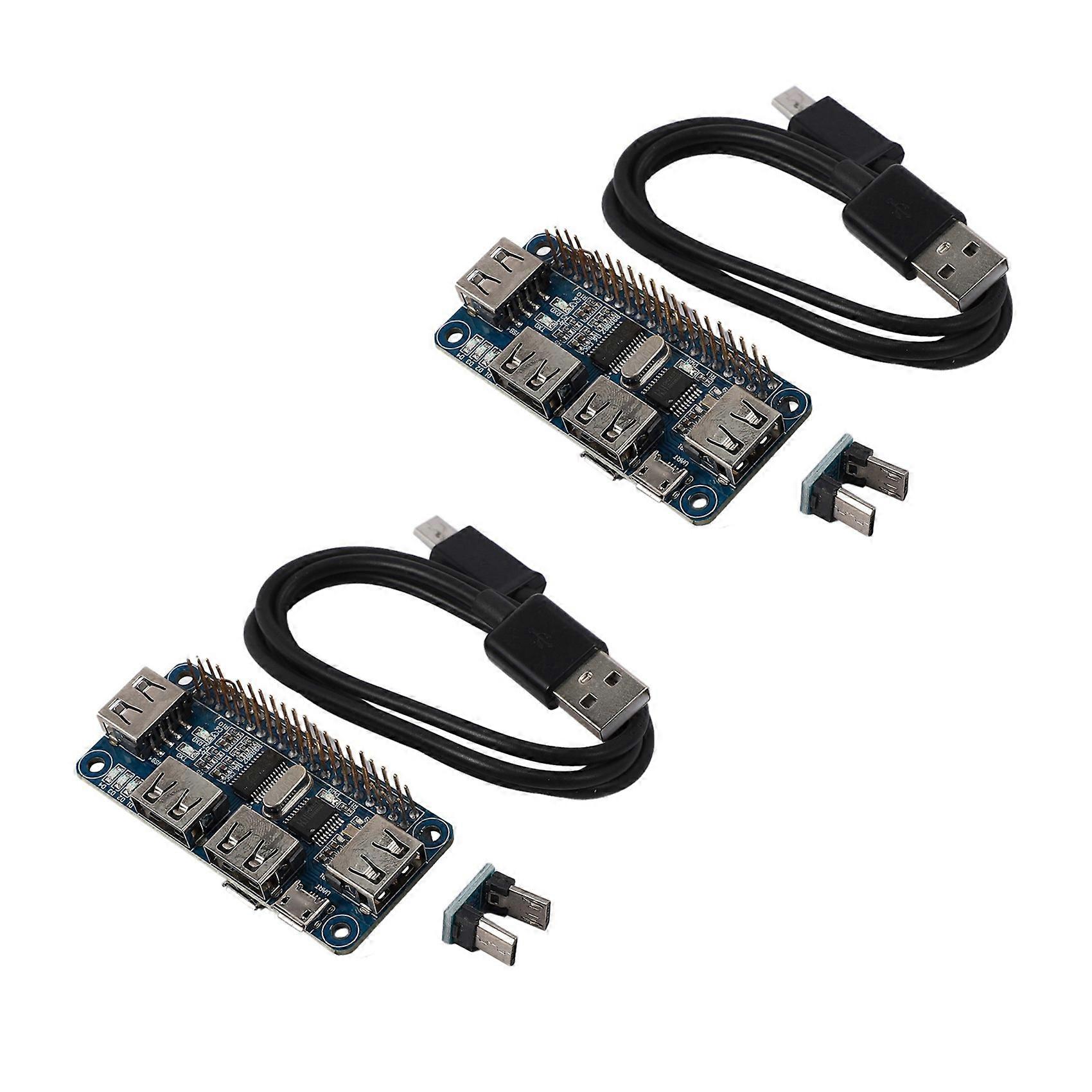 2X 4 Ports USB HUB HAT for 3 / 2 / Zero W Extension Board USB to UART for Serial Debugging
