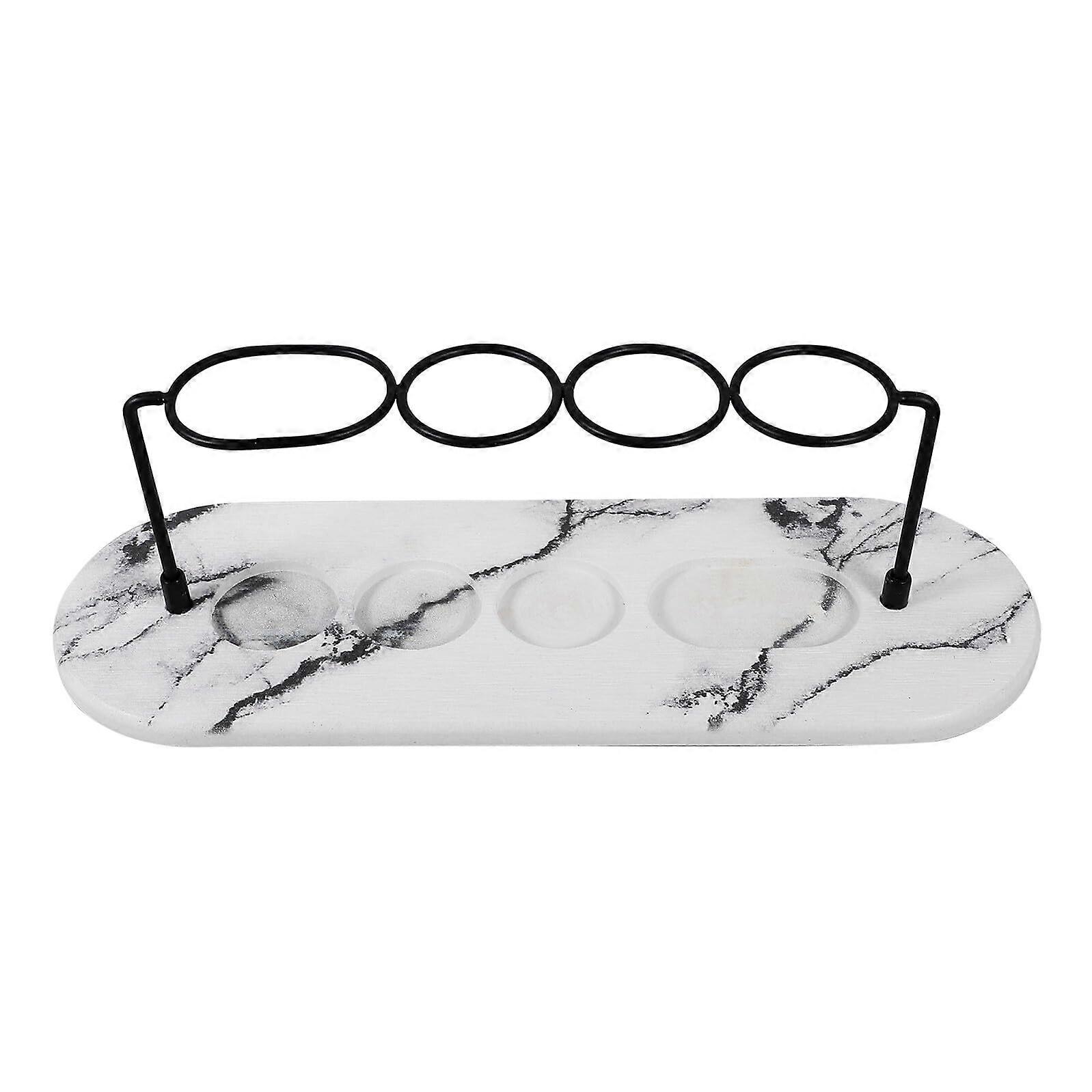 Marble Pattern Diatom Mud Toothbrush Holder with Water Absorbing Toothpaste Stand for Bathroom Countertop Storage