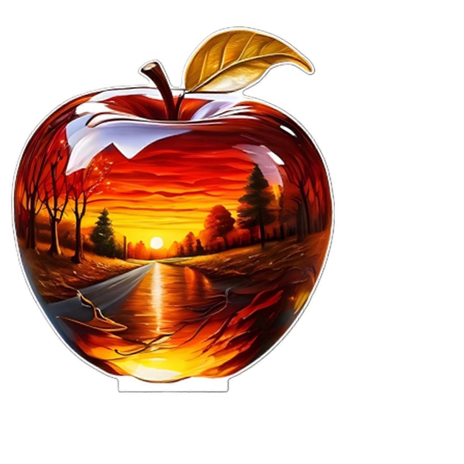 Acrylic Crystal Apple Ornament for Home Decoration, Artificial Fruit Desktop Display Piece