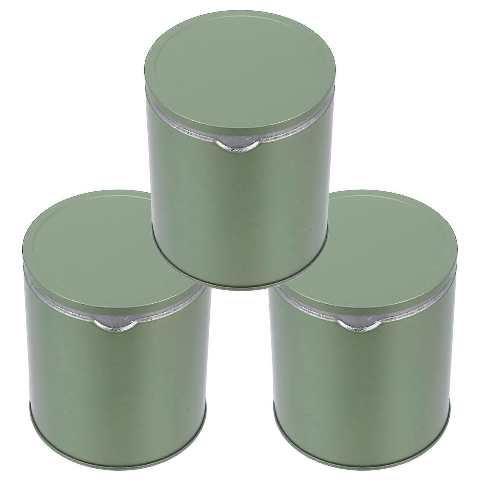 Portable Tea Canisters Tinplate Green for Home Use with 3Pcs